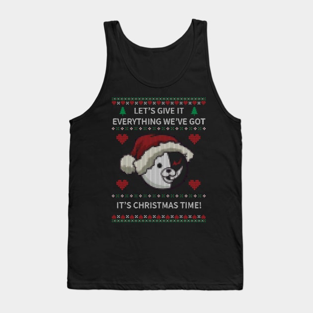 Monokuma Ugly Christmas Sweater Tank Top by nimazu